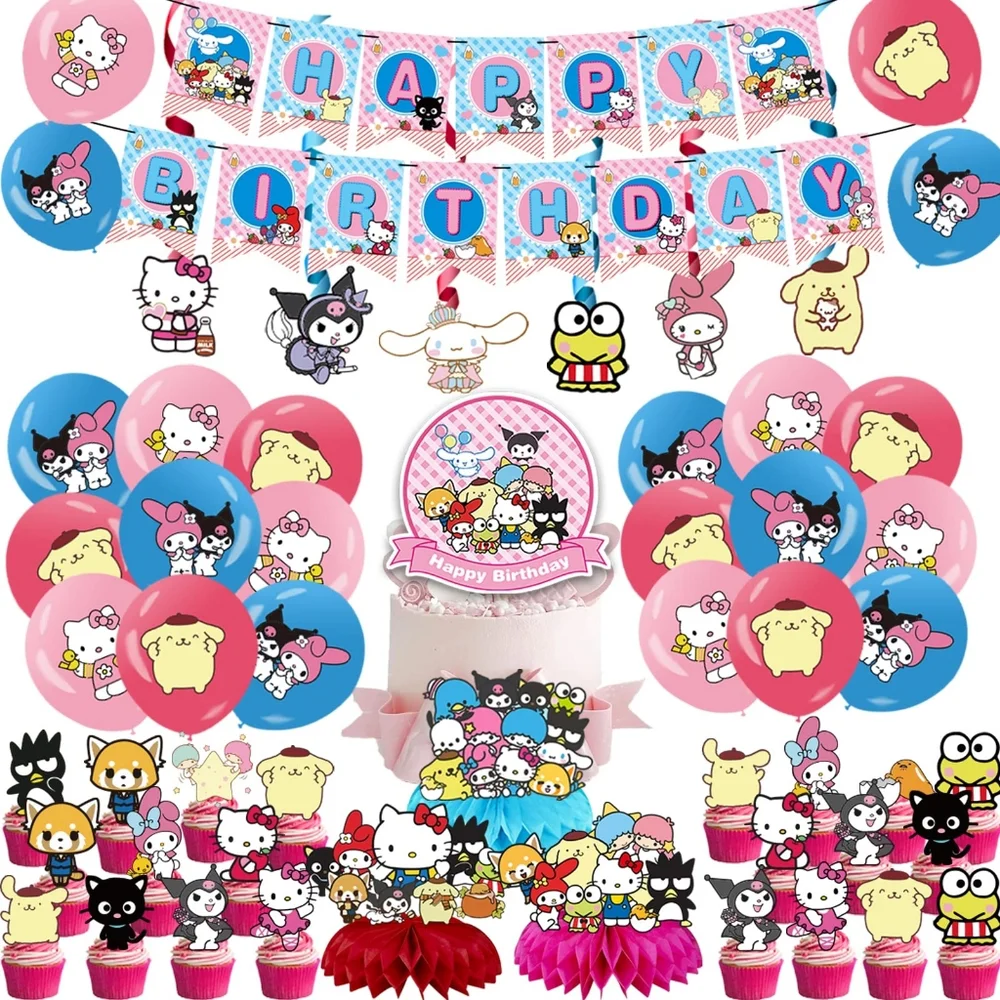 Kawaii Hello Kitty And Friends Birthday Party Decoration / Cake Topper Set NWT